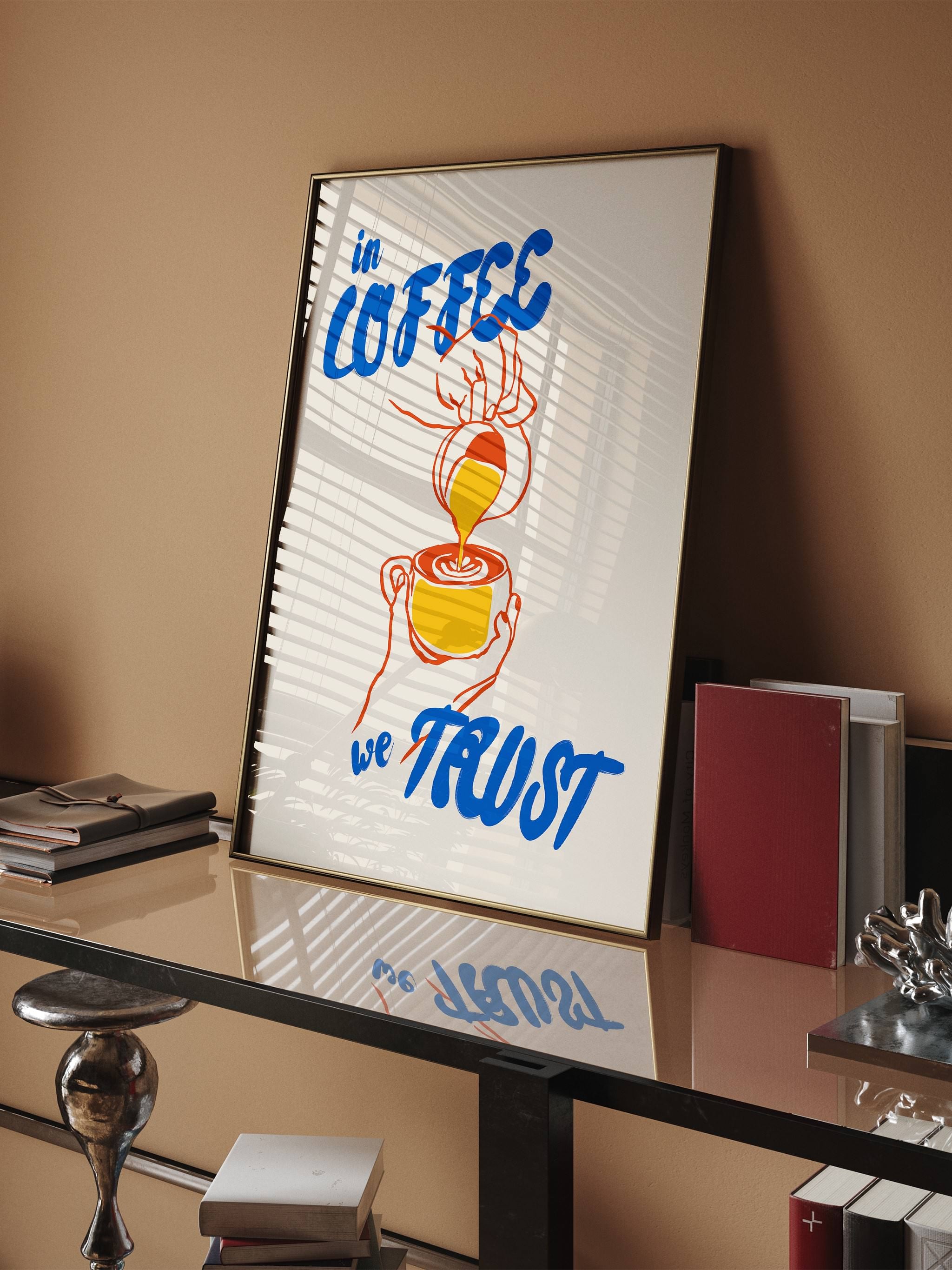 Modern wall art poster featuring coffee pouring design