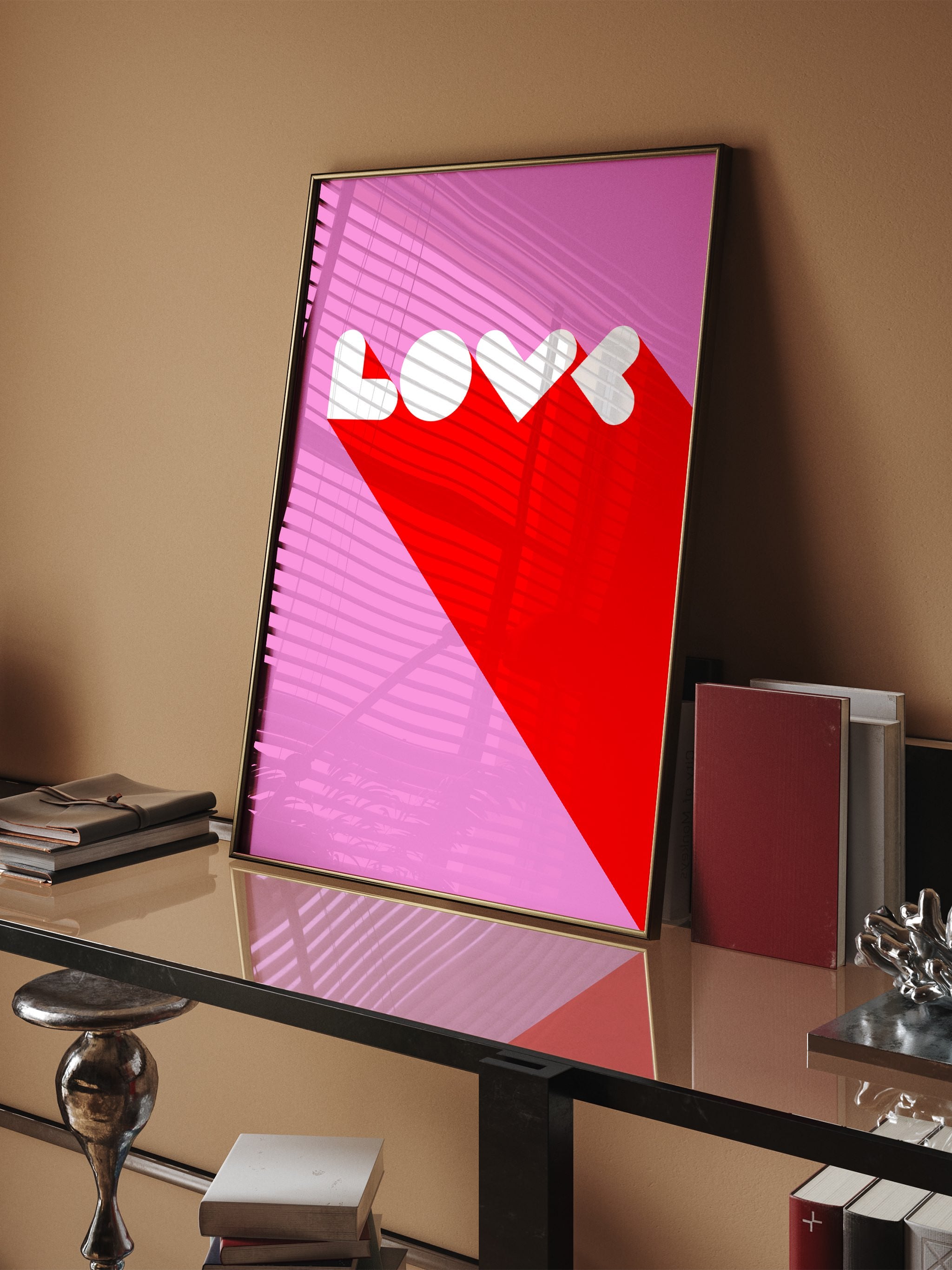Modern wall art poster featuring Love text
