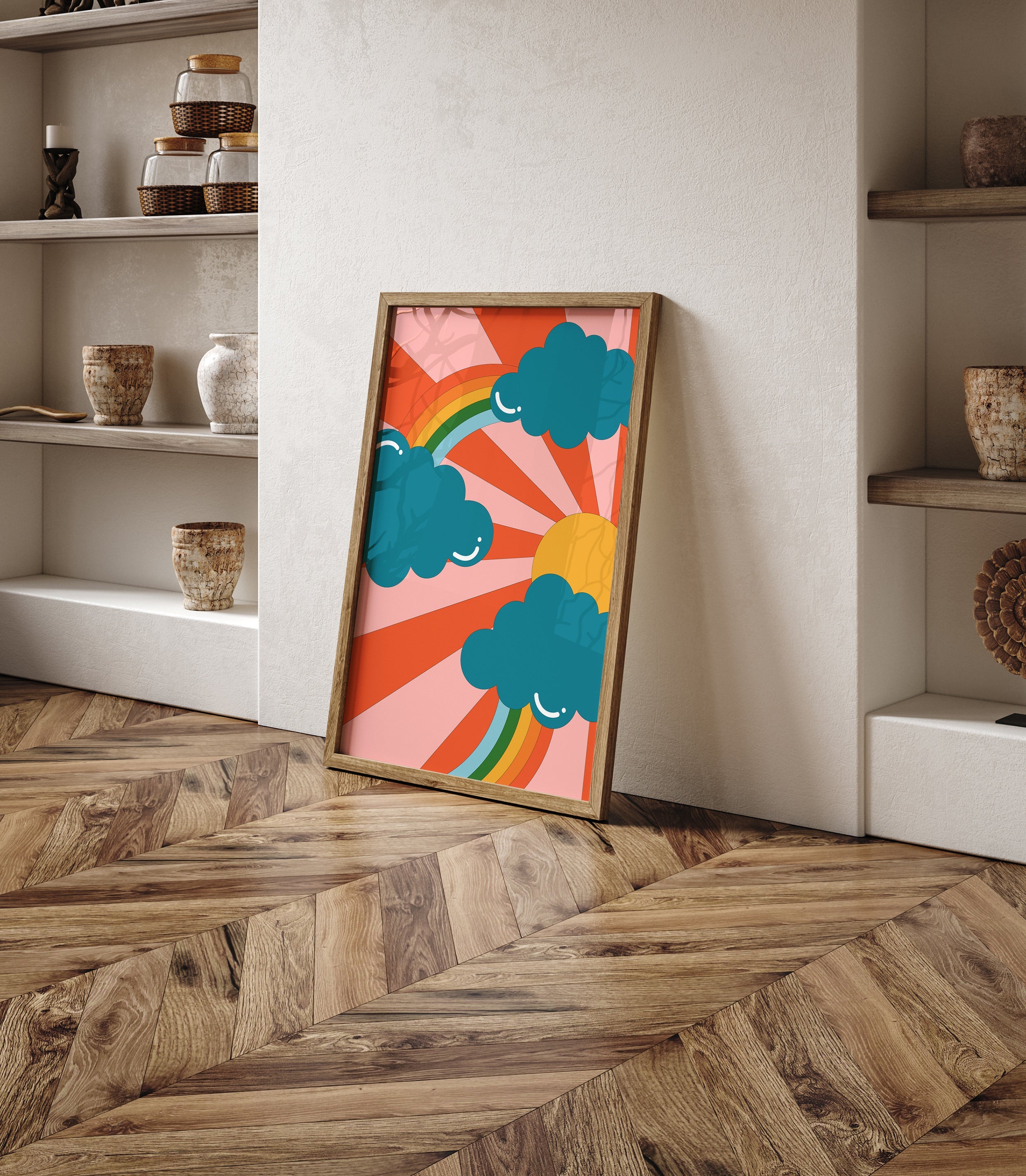 Groovy Sun and clouds The Poster Square